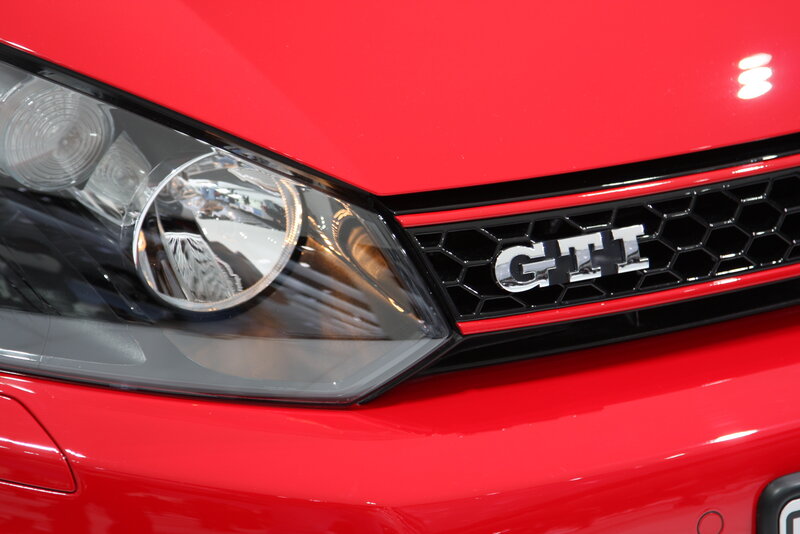 Close-up of red GTI car