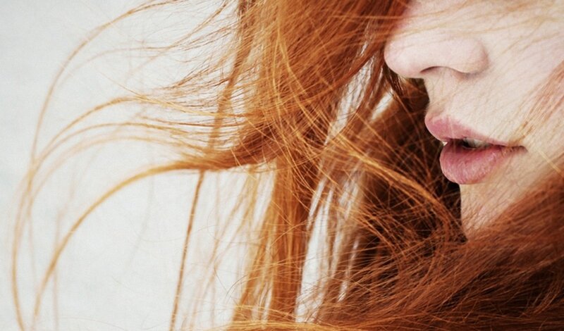 close-up of red hair