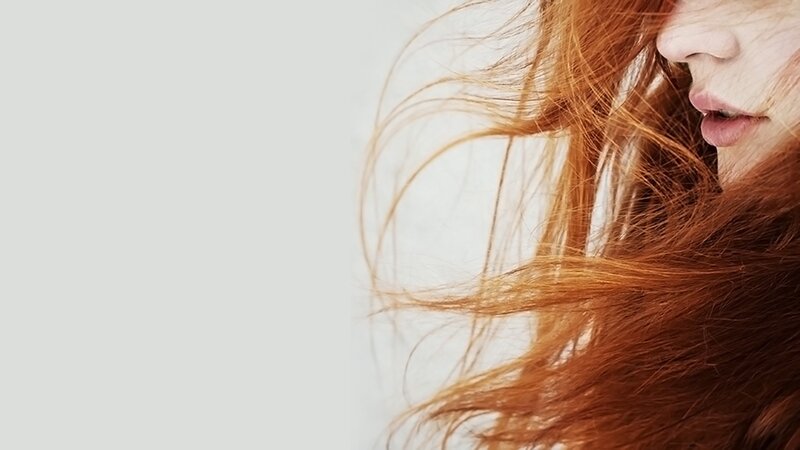 close-up of red hair