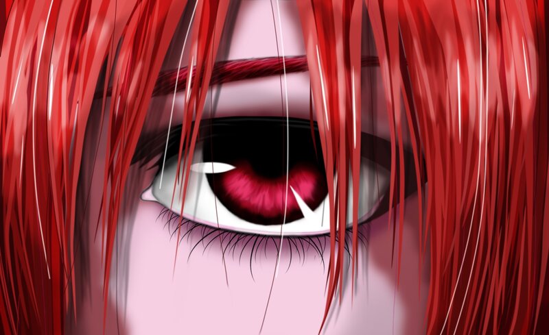 Close-up of Red-haired Eye — Red, Dramatic