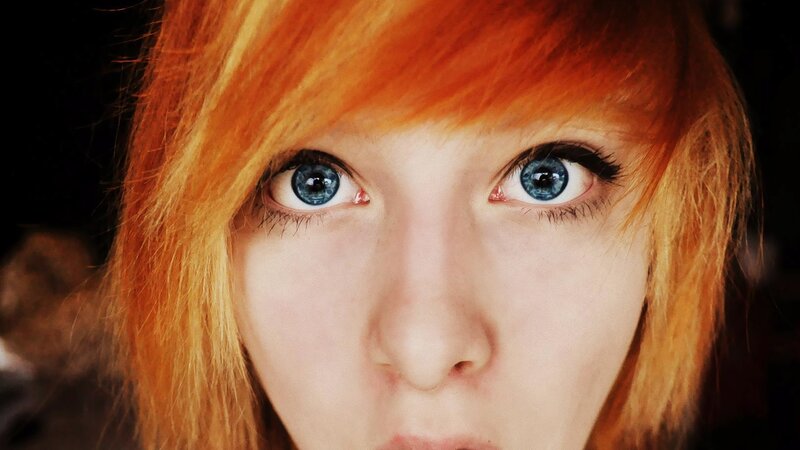close-up of red-haired person