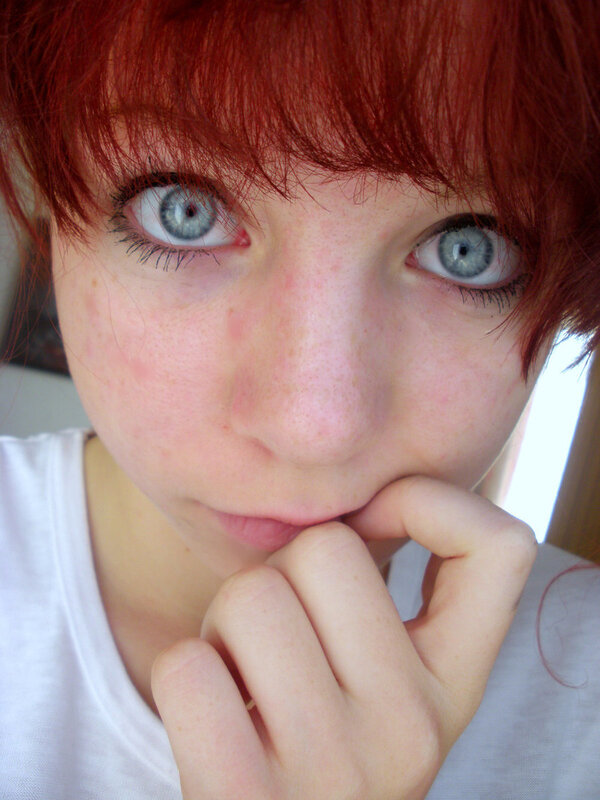 close-up of red-haired person