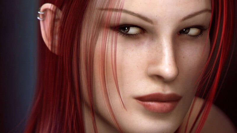 close-up of red-haired woman