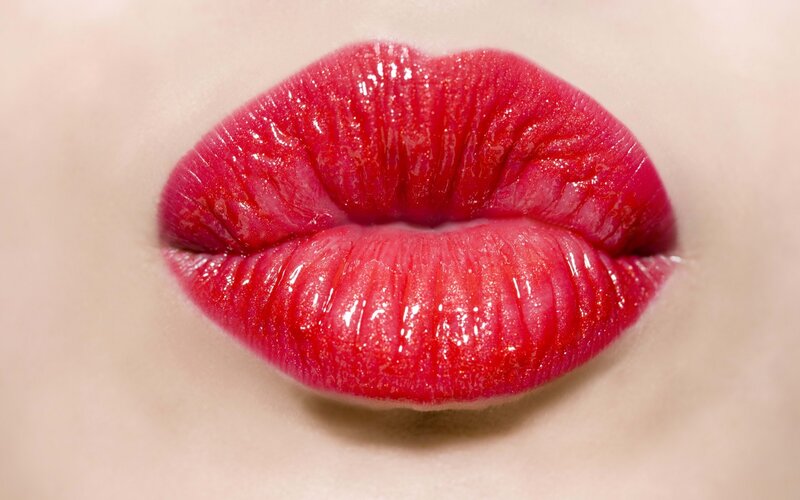 close-up of red lips