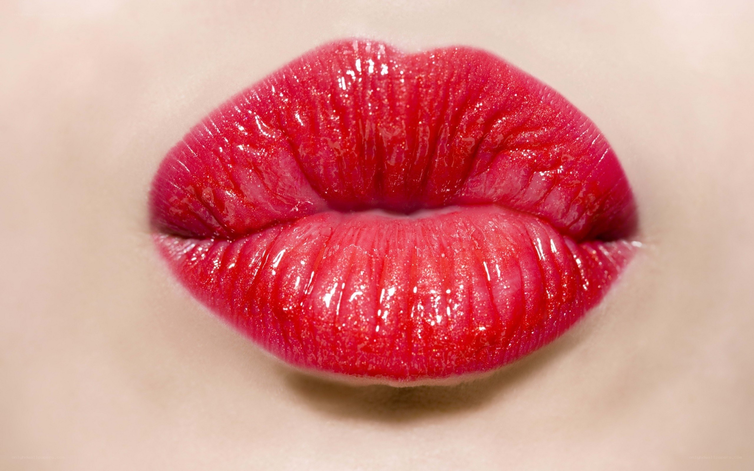 close-up of red lips