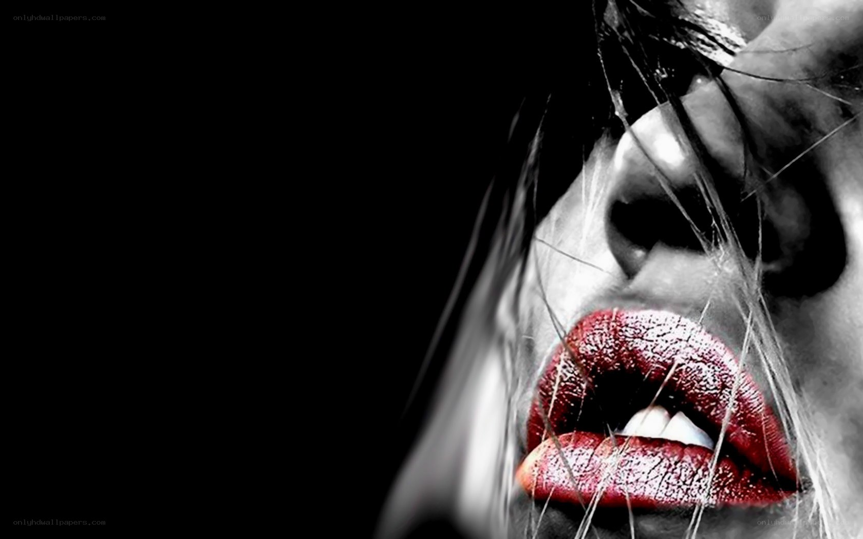 close-up of red lips