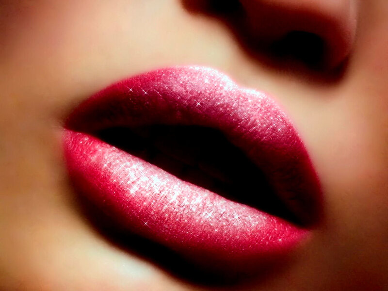 close-up of red lips