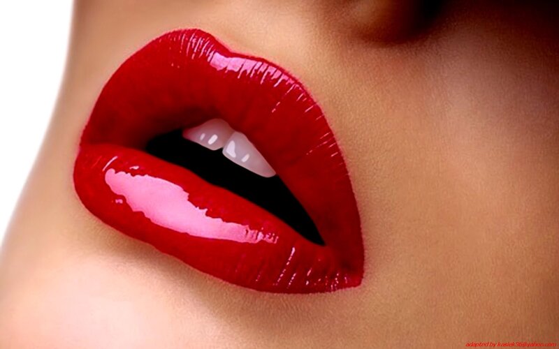 close-up of red lips