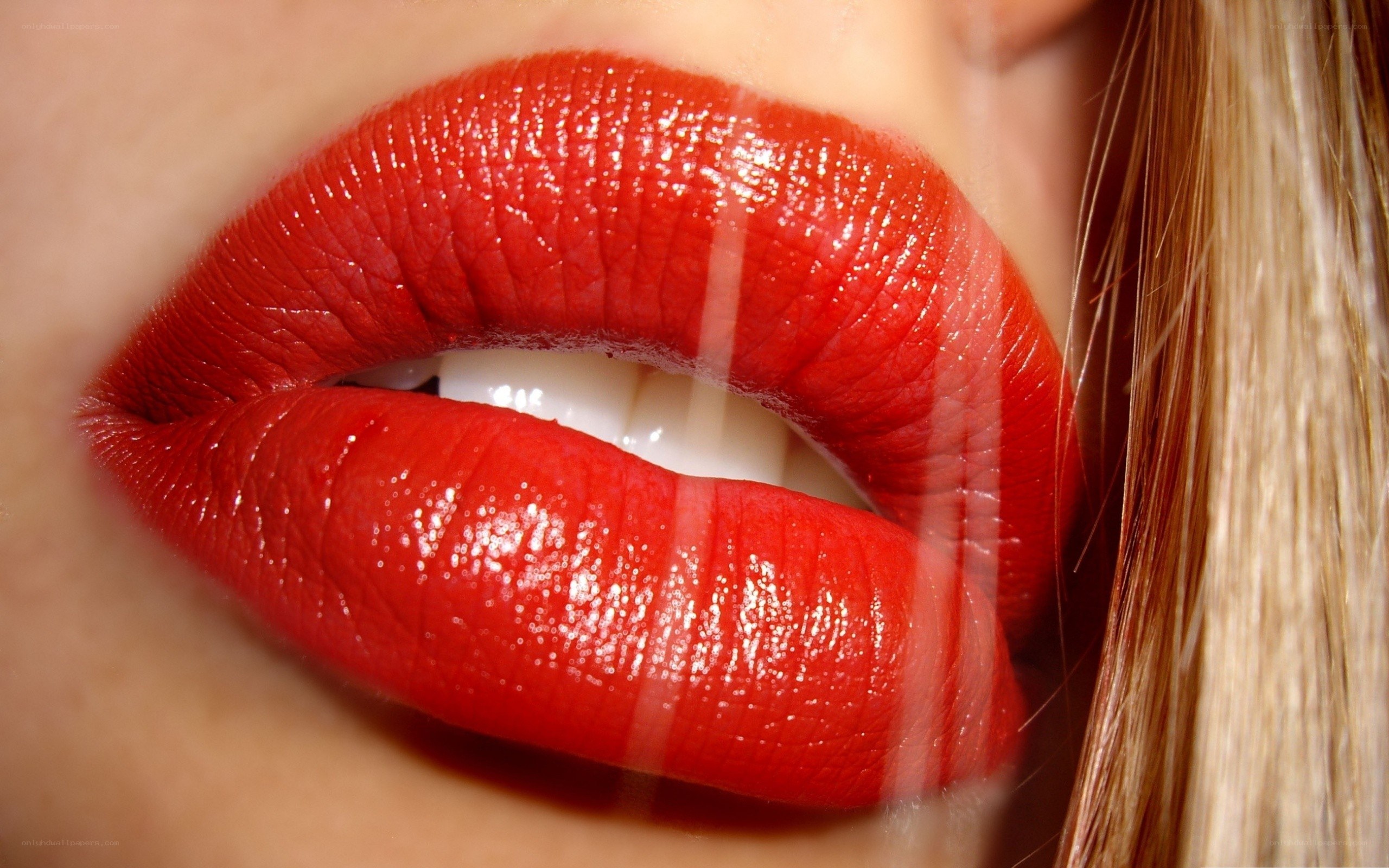 close-up of red lips