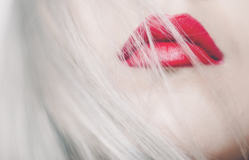 close-up of red lips