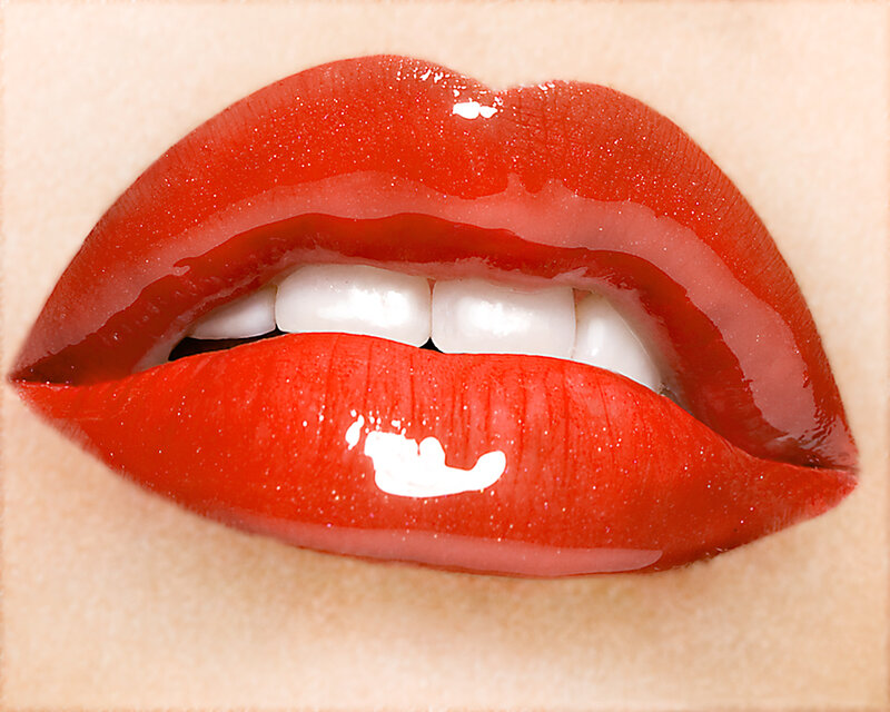 close-up of red lips