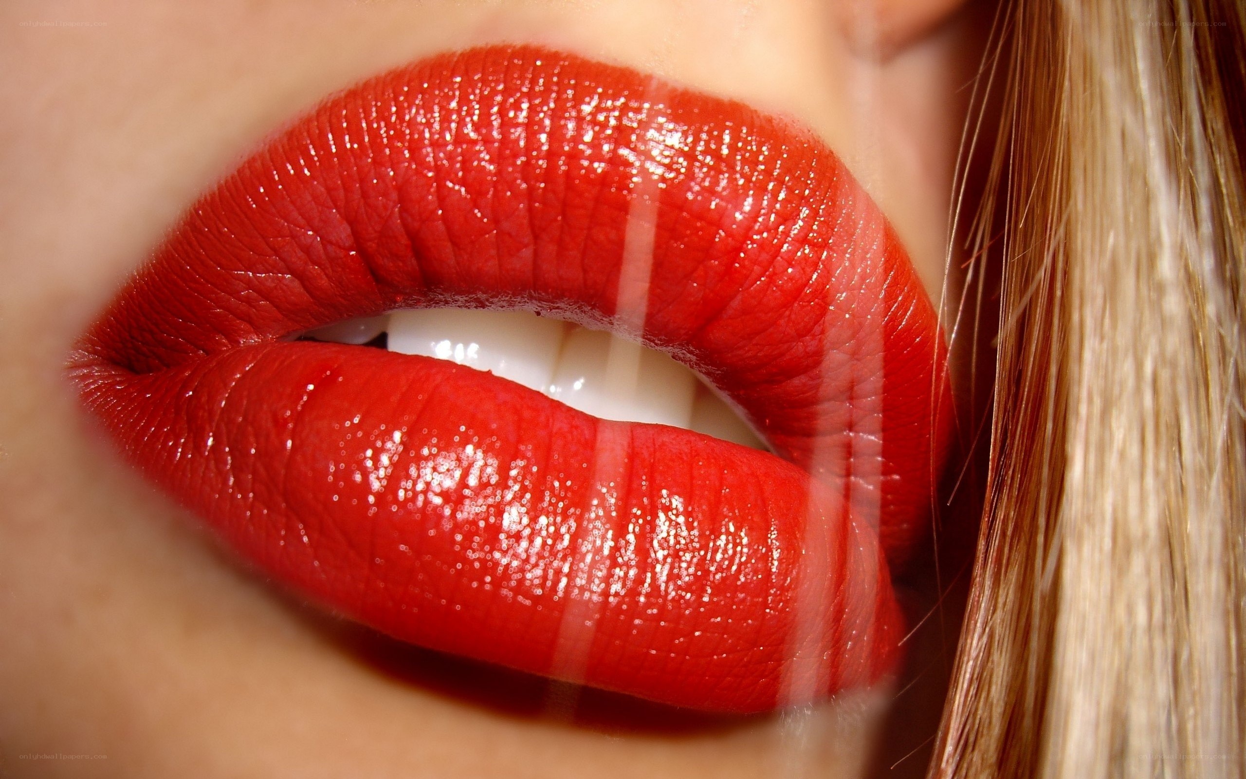 close-up of red lips