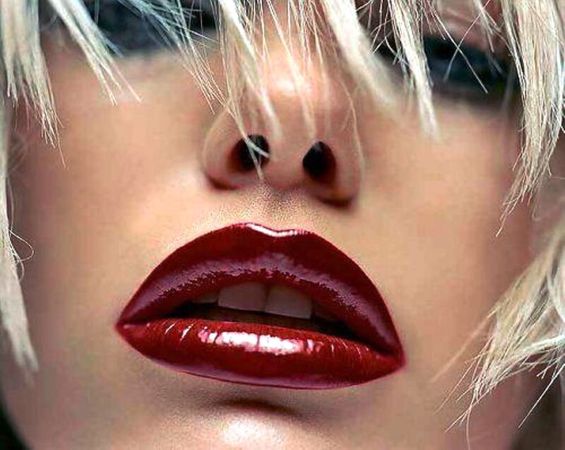 close-up of red lips
