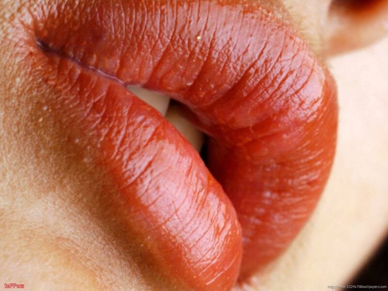 close-up of red lips