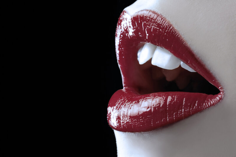 close-up of red lips