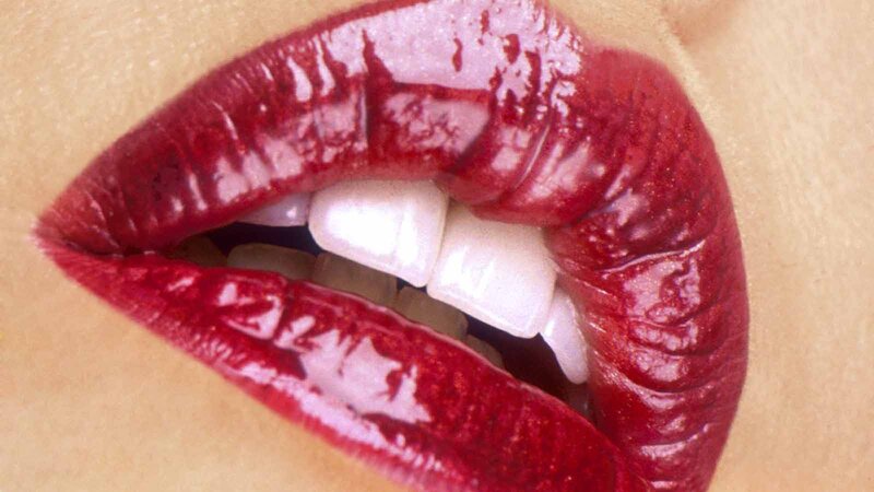 close-up of red lips