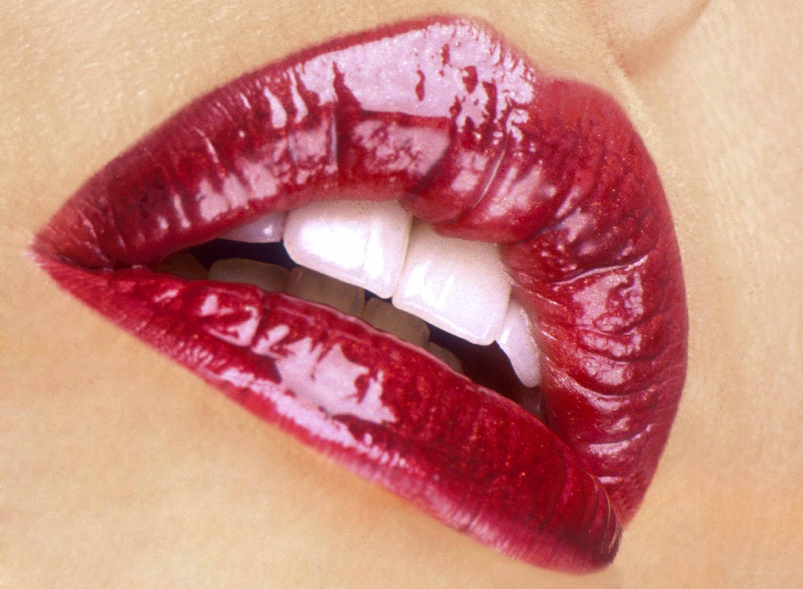 close-up of red lips