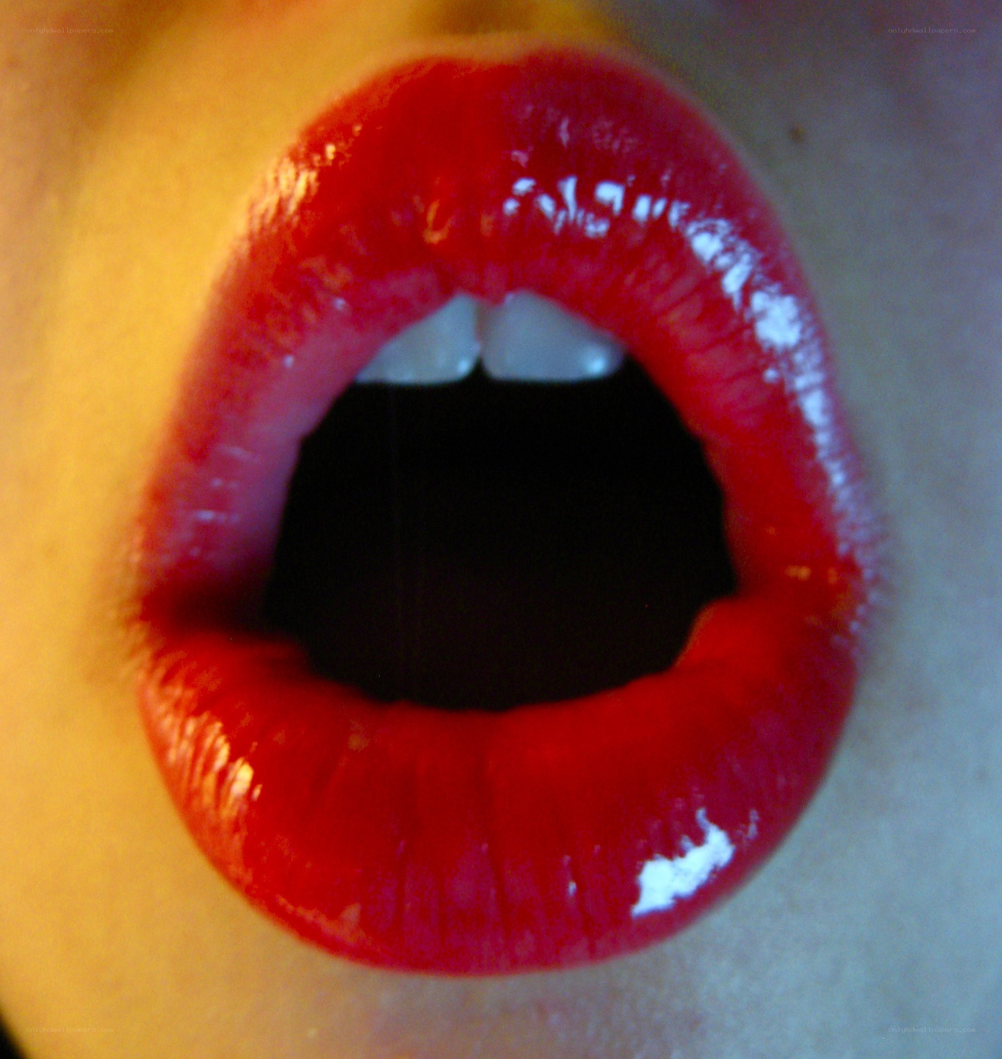 close-up of red lips