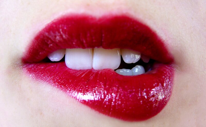 close-up of red lips