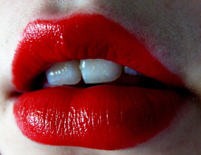 close-up of red lips
