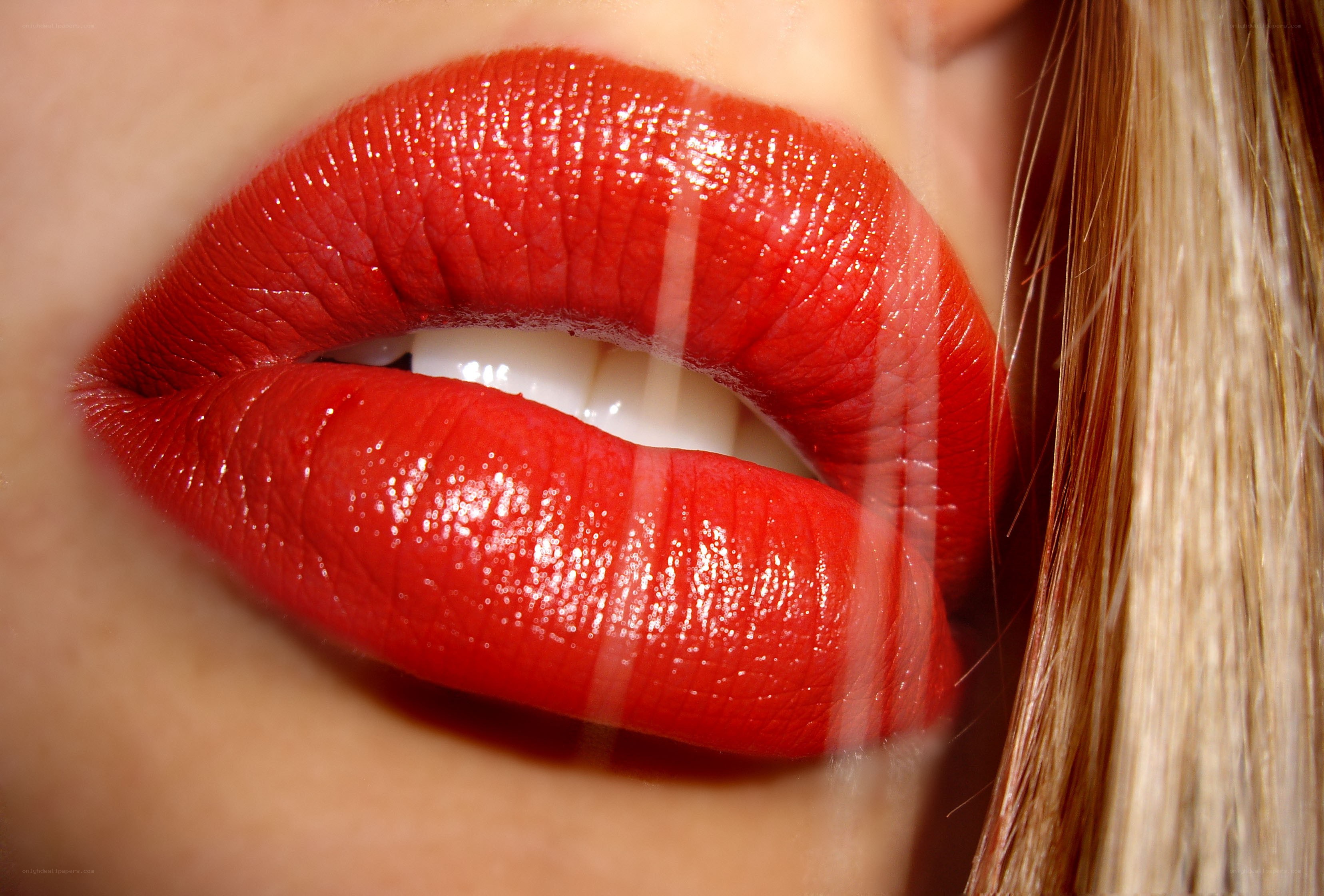 close-up of red lips