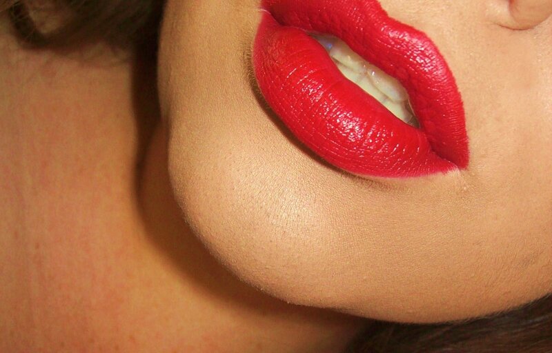 close-up of red lips