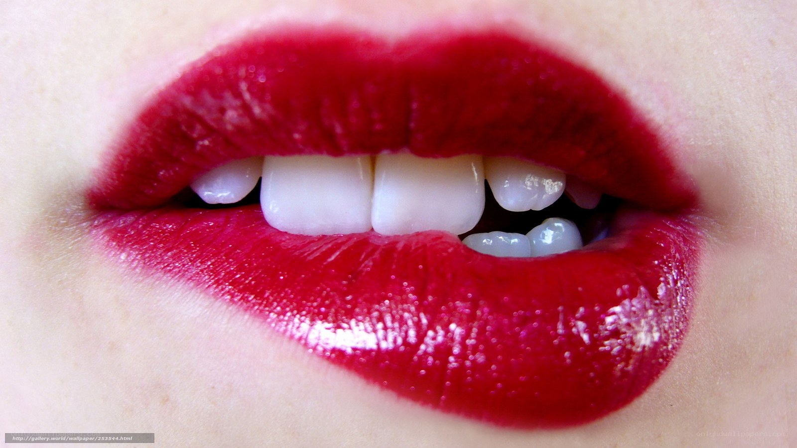 close-up of red lips