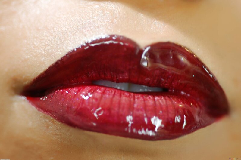 close-up of red lips