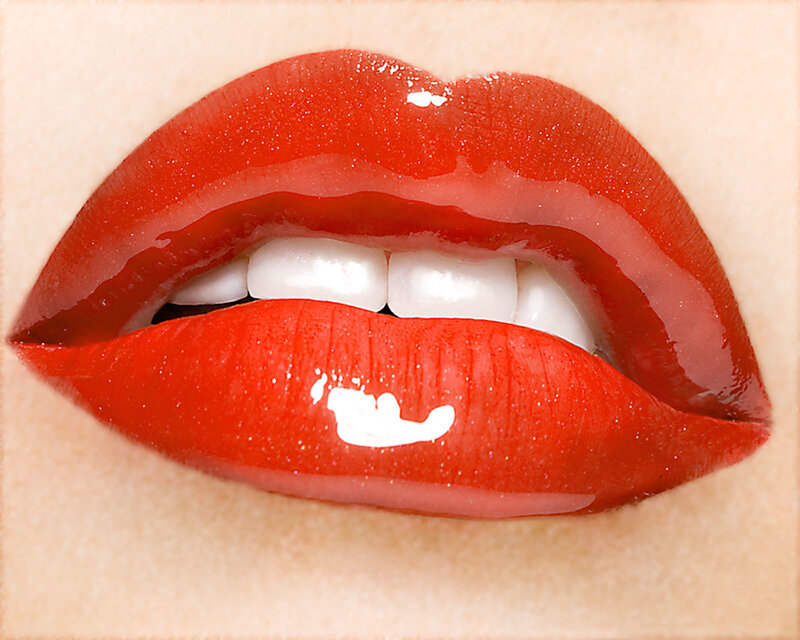close-up of red lips
