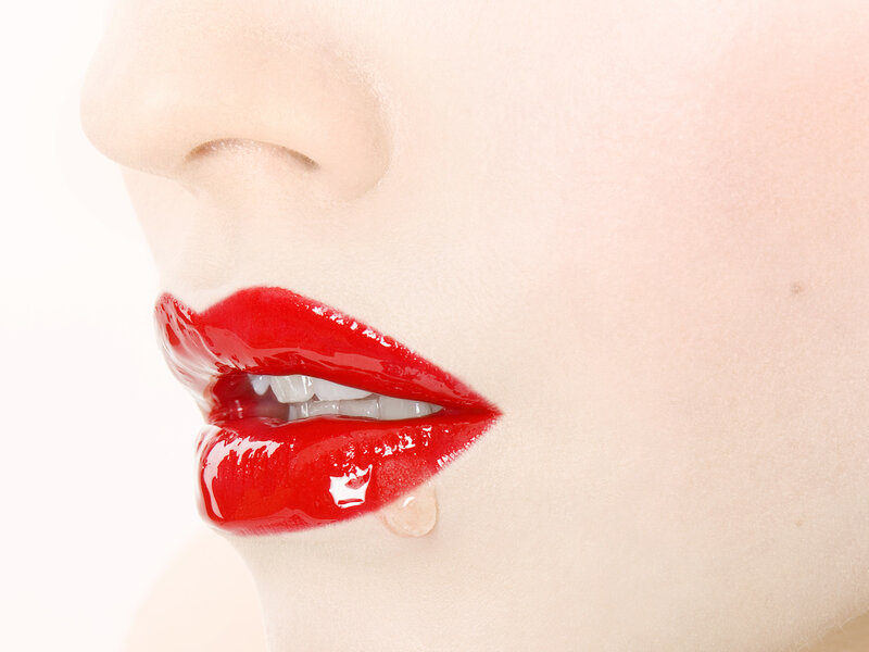 close-up of red lips