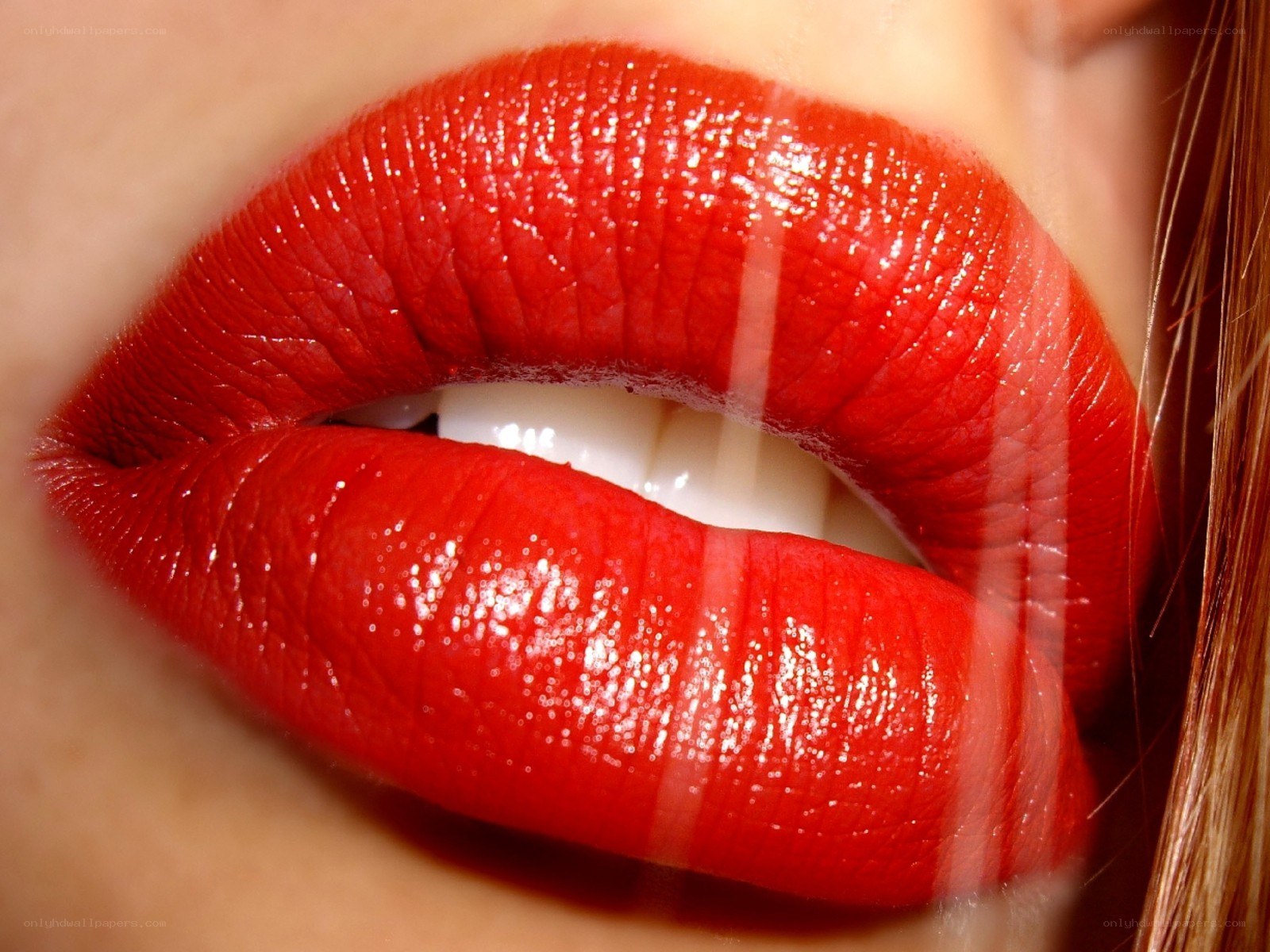 close-up of red lips