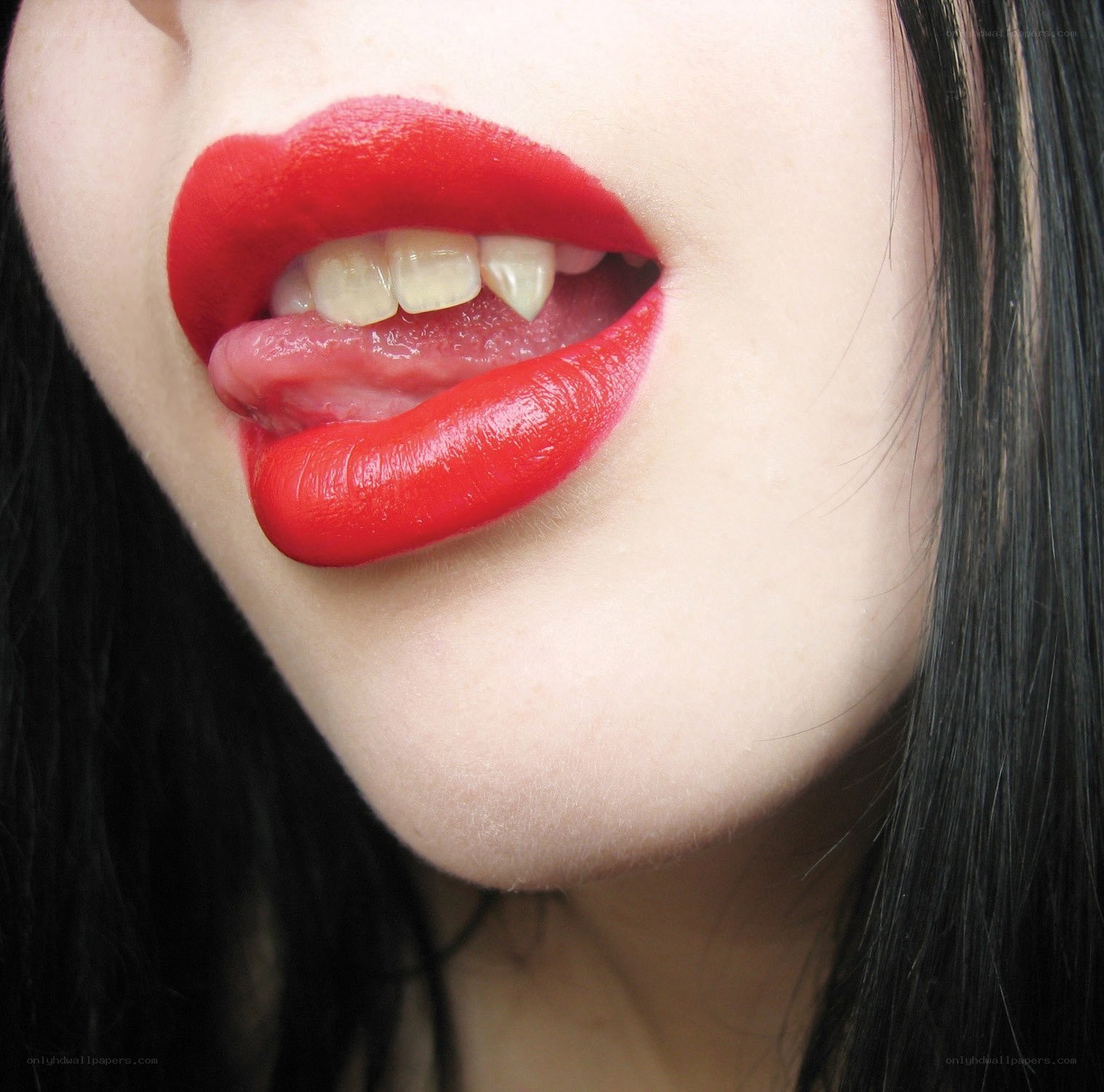 close-up of red lips