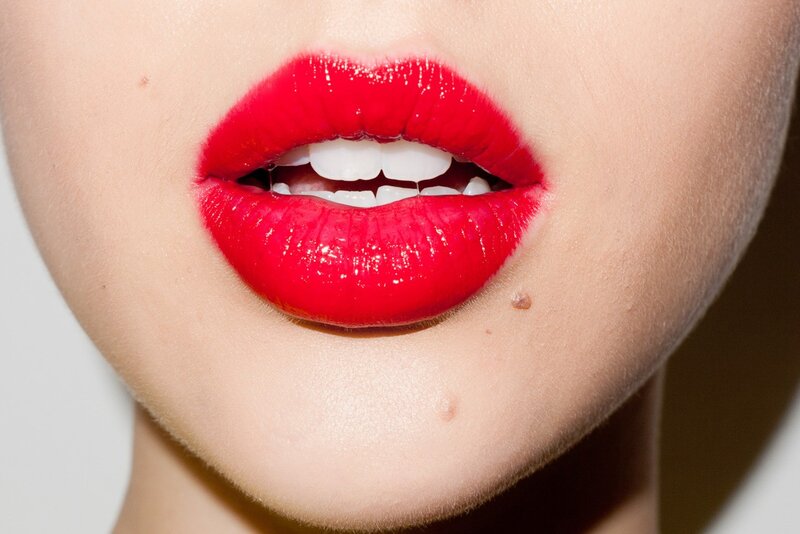 close-up of red lips