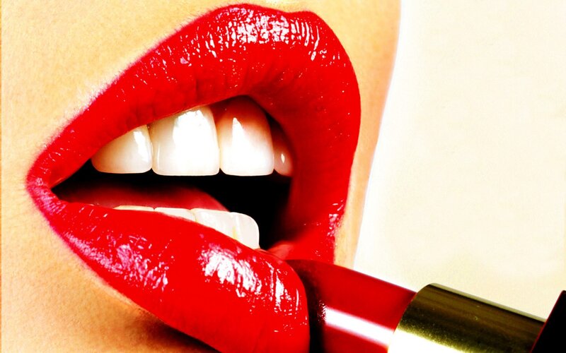 close-up of red lips