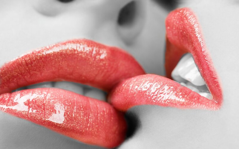 close-up of red lips