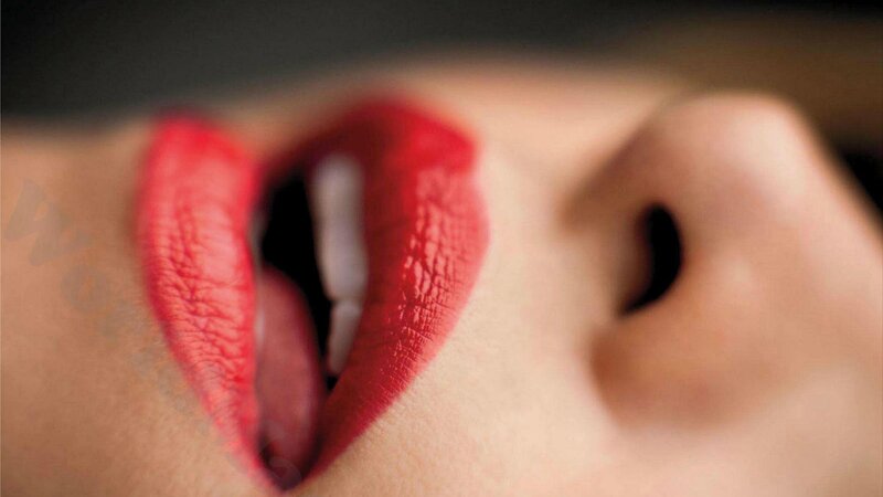 close-up of red lips