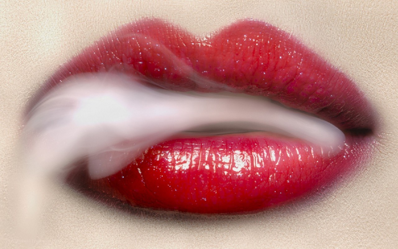 close-up of red lips