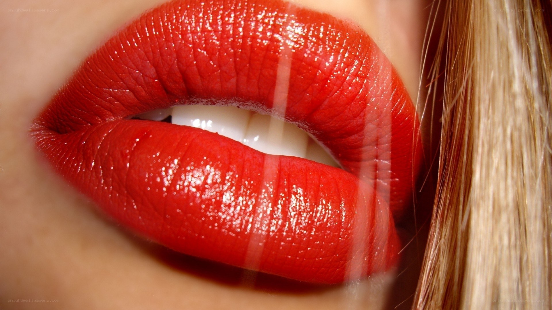 close-up of red lips