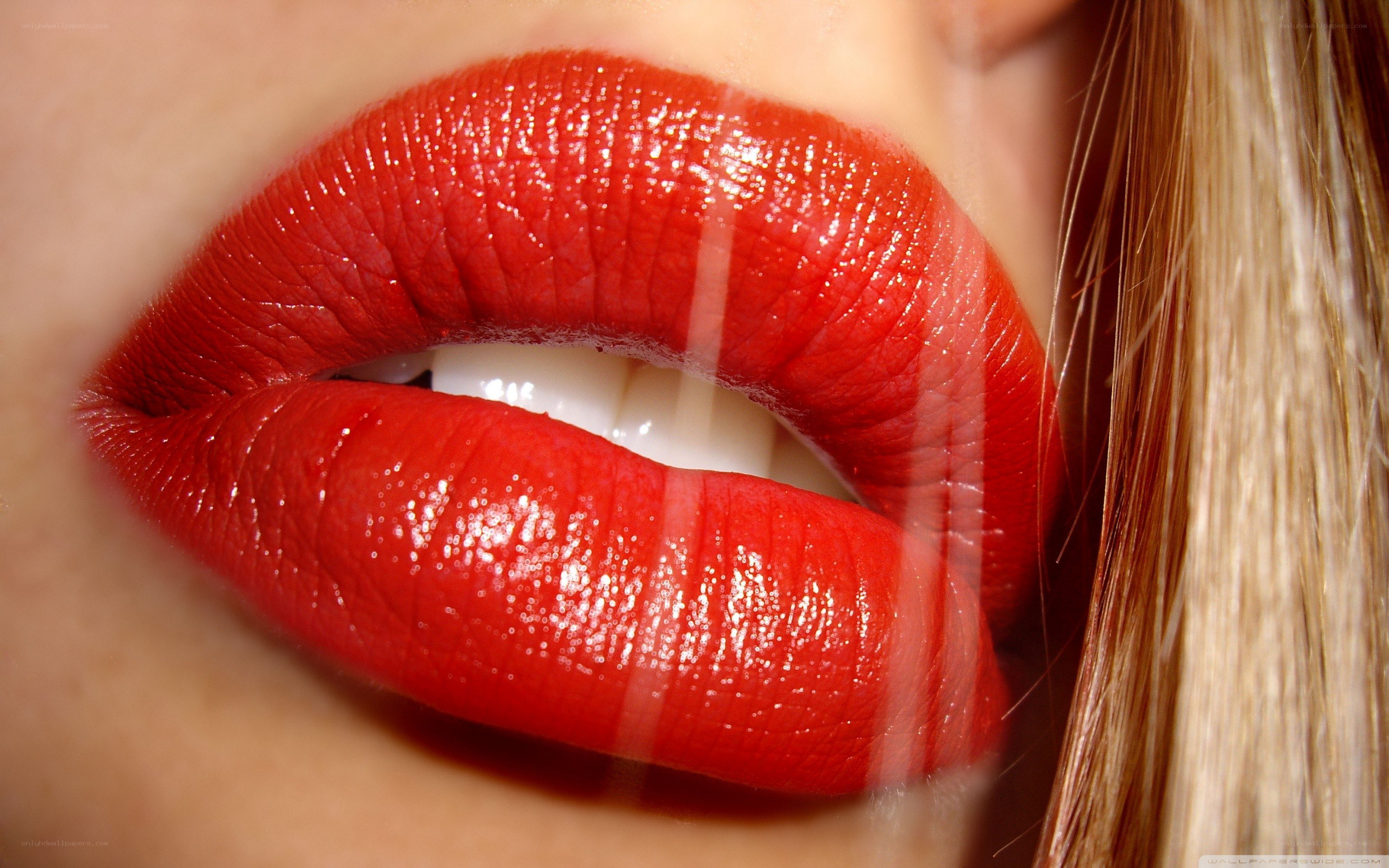 close-up of red lips
