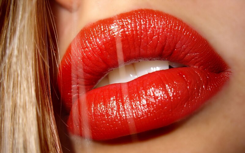 close-up of red lips