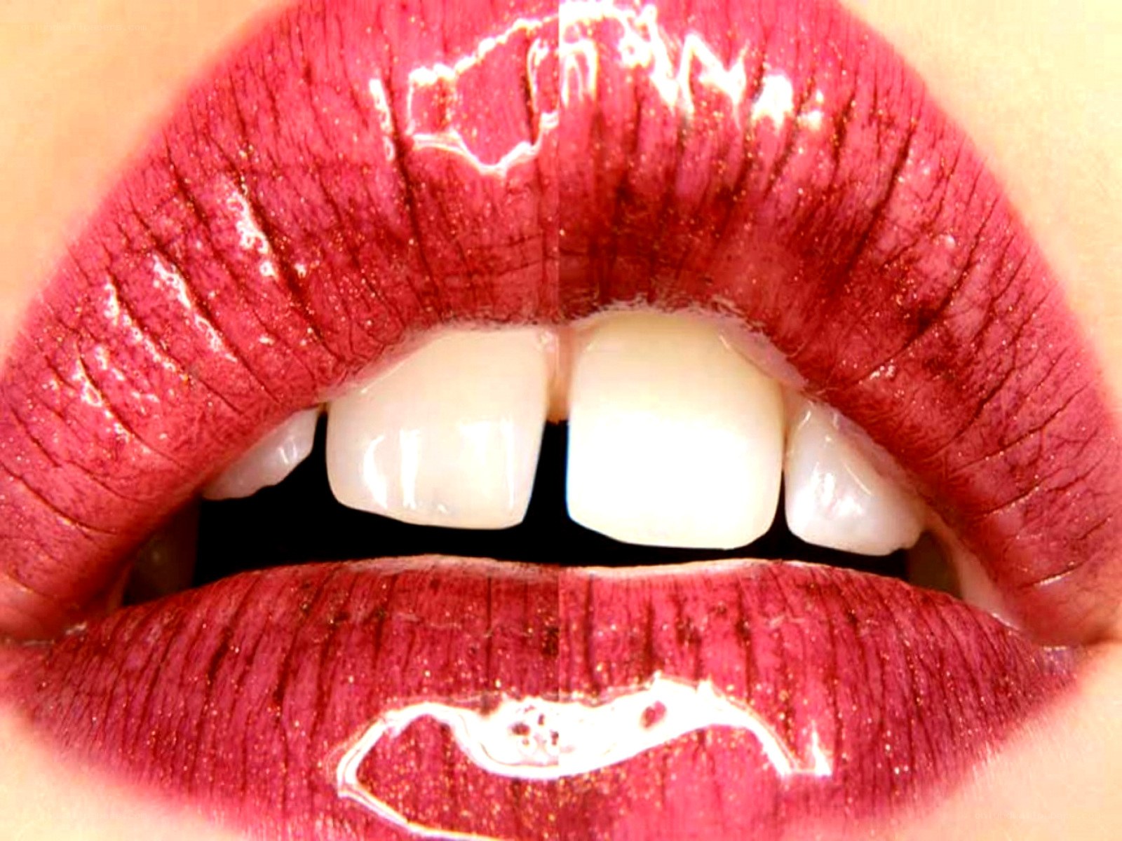 close-up of red lips