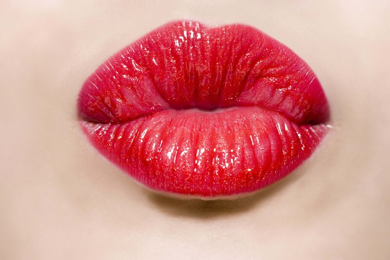 close-up of red lips