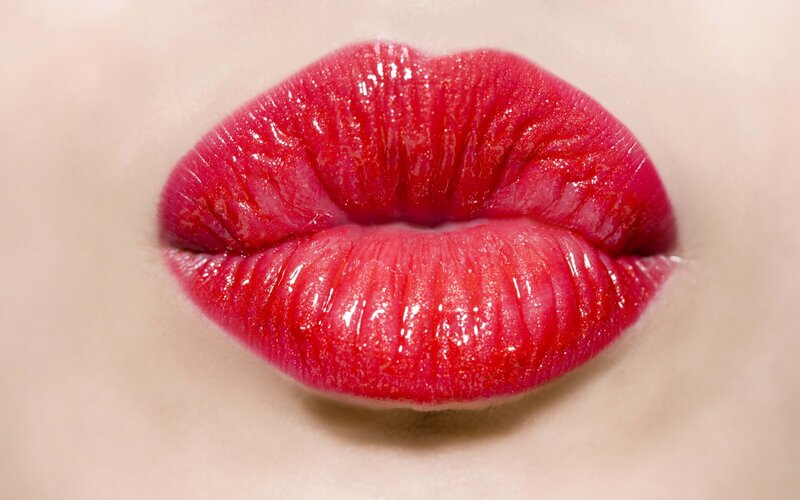 Close-up of Red Lips — Beige