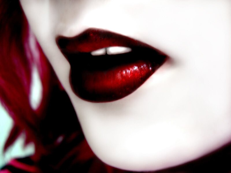Close-up of Red Lips — Dramatic, Digital Art