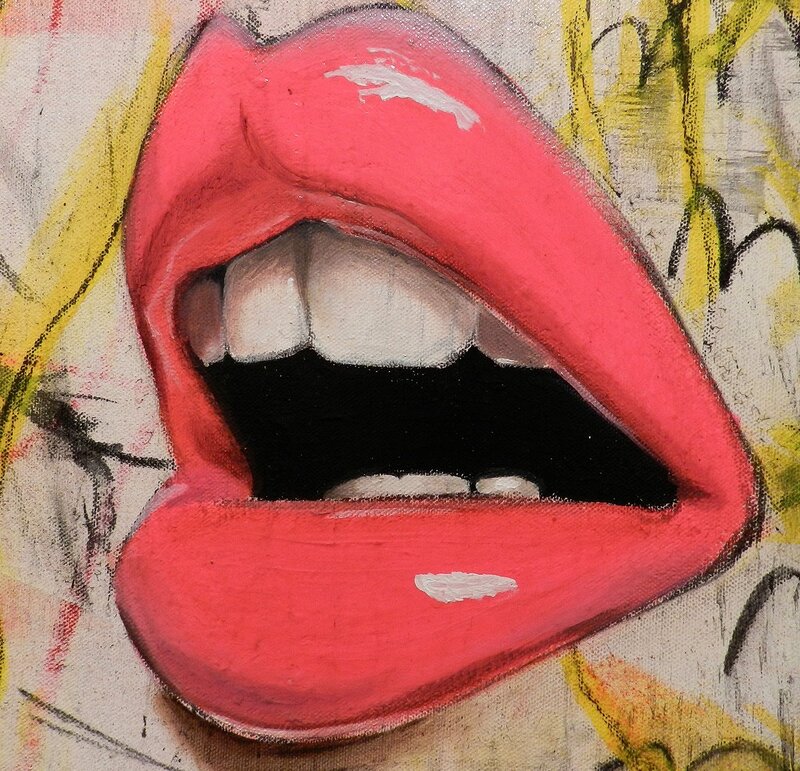 Close-up of Red Lips — Dramatic, Painting