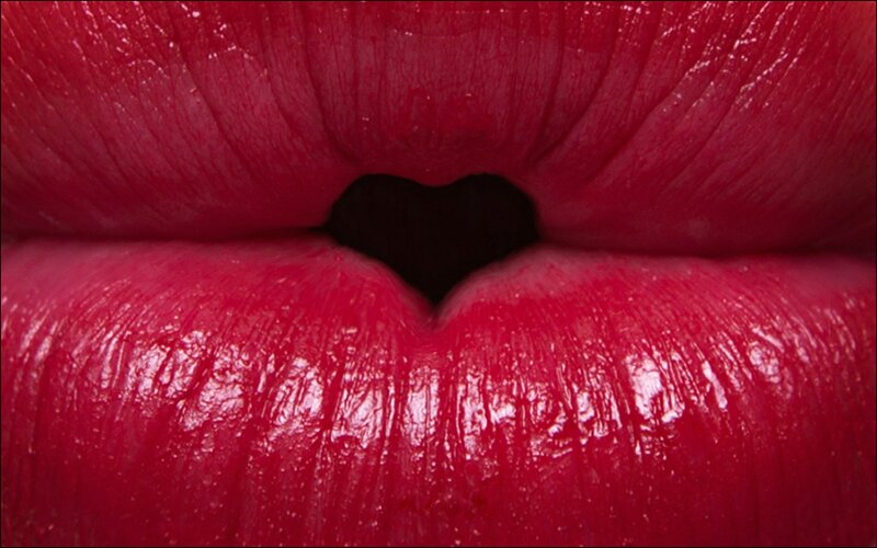 Close-up of Red Lips — Dramatic, Photograph, Heart Shape