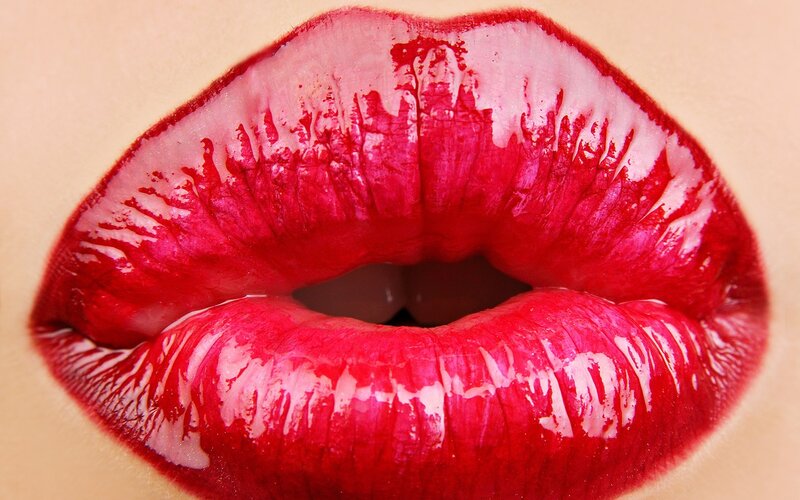 Close-up of Red Lips — Dramatic, Photograph, Lipstick, Pink