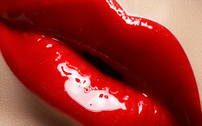 Close-up of Red Lips — Dramatic, Photograph, Skin