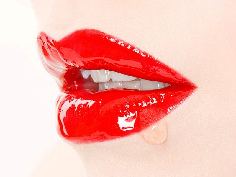 Close-up of Red Lips — Dramatic, Photograph, Tear