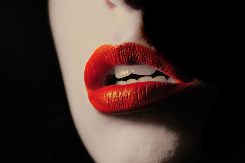 Close-up of Red Lips — Dramatic, Photograph, Teeth, Face